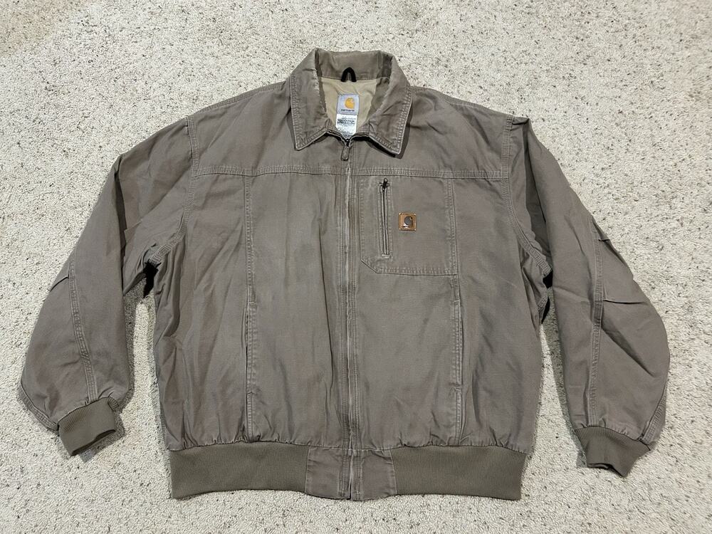 Vintage Carhartt Jacket Mens 3XL Canvas J163 Wylie Workwear Mushroom READ V25
